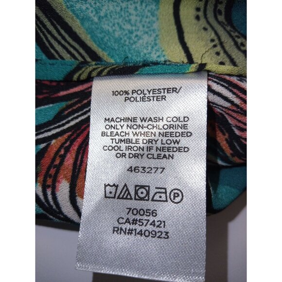 Loft Green Red Floral Blouse Size Small Petite - Picture 6 of 6